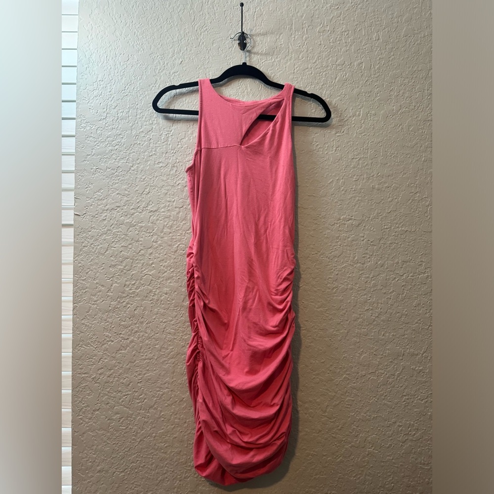 Express Hot Pink Ruched Midi Dress, Size Small